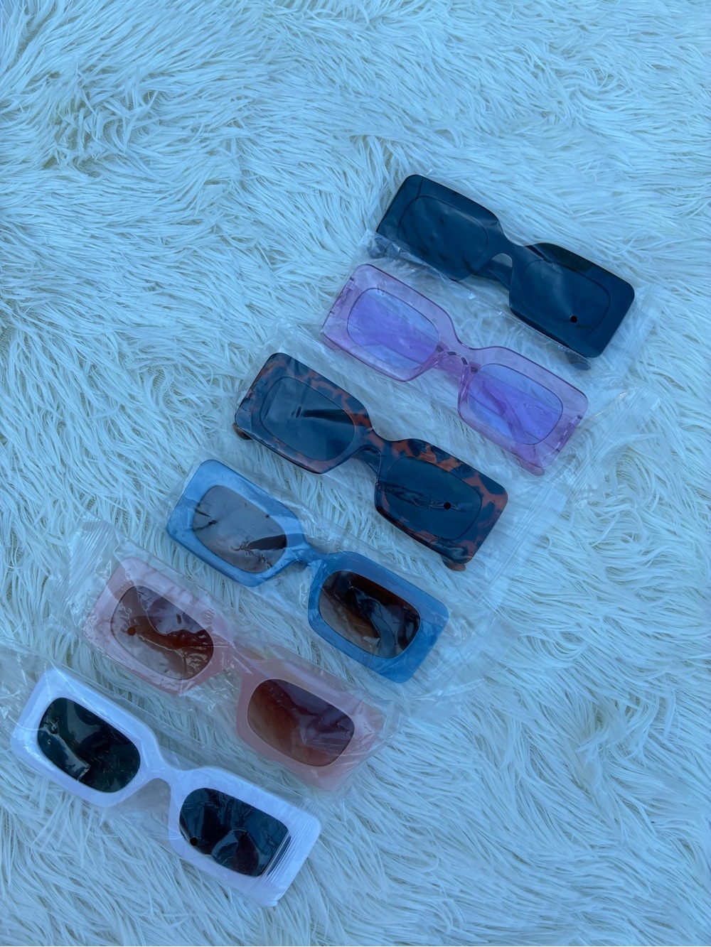 Mixed Rectangular Fashion Sunglasses - Assorted Colors, set of glases of 6 piece